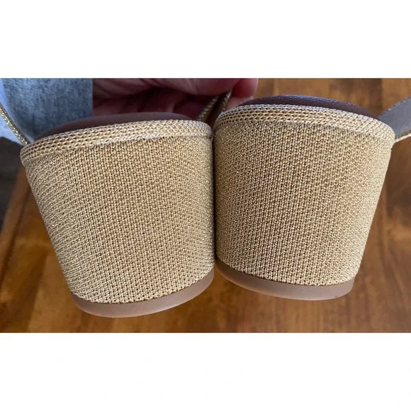 NEW Rothys The Knot Sandal Golden Shimmer Metallic Block Heel Womens 10.5 - Picture 7 of 14